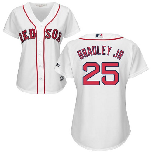Red Sox #25 Jackie Bradley Jr White Home Women's Stitched MLB Jersey